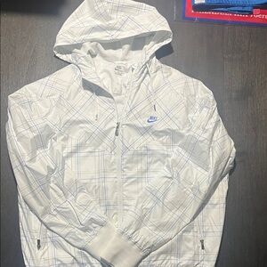 Nike White and Blue Checkered Jacket